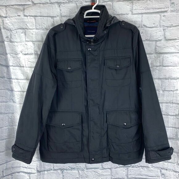 Tommy Hilfiger hard shell winter coat w/quilted lining black sz men XXL - Picture 1 of 13